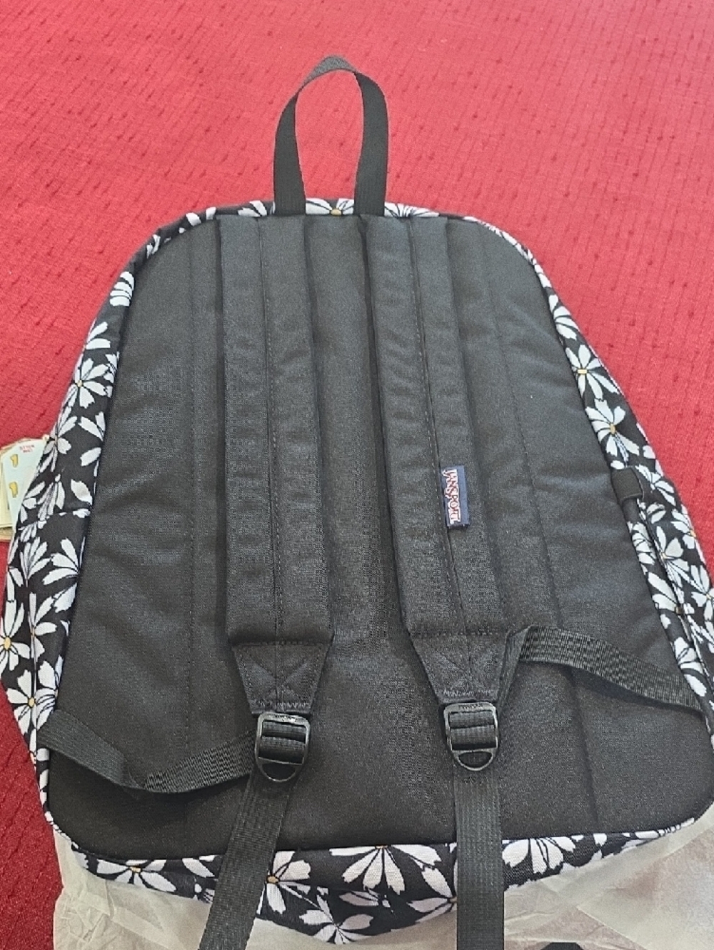 Jansport Black Daisy Print Backpack - Picture 9 of 12